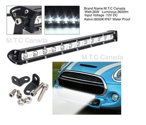 Pack 0f 2 M0218 : LED Light Bar,15 inch 36W Each 6000K Single Row LED Pack 0f 2