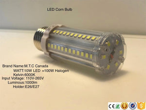 10 Watt T10 Tubular Led Corn Light Bulb With E26/27 Holder 6000K Cool White 1000lm Pack Of 10 Pcs