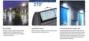 M0316 :M.T.C Canada LED Rotatable Wall Pack 40W RGB with Remote 5200lm Input Voltage :100-277V Black Housing, Outdoor/Indoor Ip65 for Sale Price $140.00 CAD