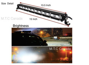 Pack 0f 2 M0218 : LED Light Bar,15 inch 36W Each 6000K Single Row LED Pack 0f 2