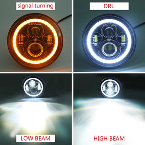 M0206 :M.T.C Canada 7 Inch Led Headlights 45x2 =90W 6000K RGB Halo Angel Eye with Amber Signal Bluetooth Remote Music Mode DOT