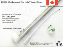 M0507: (Pack of 20 Piece ) 8 Feet LED T8 8 Feet Integrated Tube Light Fixture Linkable 72W 9360lm(130lm/W) 6000K CETL Certified Double Row Can Be Link Together Up to 4 Piece For Sale