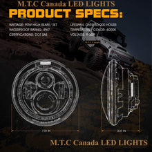 M0369:LED 7 inch Round Headlight with Hi/Low Beam With Halo 6000K And Amber On Turn Signal 45 Watt x2 Luminous:9000lm in Kit Colour Temperature: 6000K (Cool White), DOT,CE,ROHS