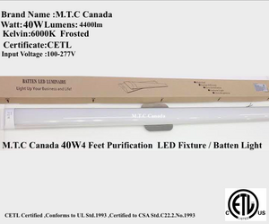 Pack of 10 M0151 /6K ( Independent Series ) :M.T.C Canada LED T8 4 Feet Purification Fixture /LED Shop Light Linear 40W 6000K 4400Lm Tube Light Fixture CETL