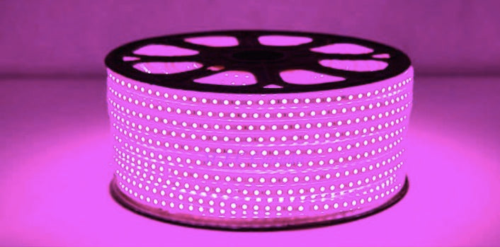 M0003(Pinkish Purple) :LED Rope Light 25M Roll 5050 SMD 100V-265V 60LED/M Outdoor/Indoor Use IP66 With 110V Flat US Wall Plug+20 Pcs Holding Clip