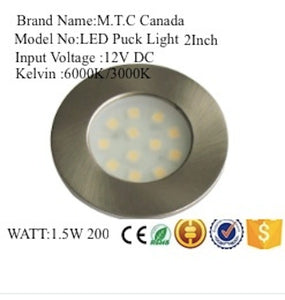 M0227/4K: Pack of 10 LED Puck Lights 4K Brush Nickel Under Counter Lighting with each puck light having Input Voltage 12V DC 1.5W,200lm