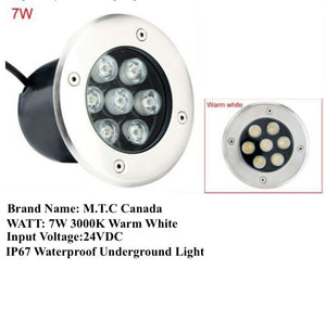 ( Pack of 5 Piece ) M0548 LED Buried Light/LED in Round Light Low Voltage 24VDC 7W 3000K Warm White IP67 Waterproof