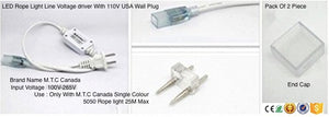 M0003 ( 3000K Warm White  ) :LED Rope Light 25M Roll Warm White ColourOutdoor/Indoor IP66 With 110V Flat Wall Plug