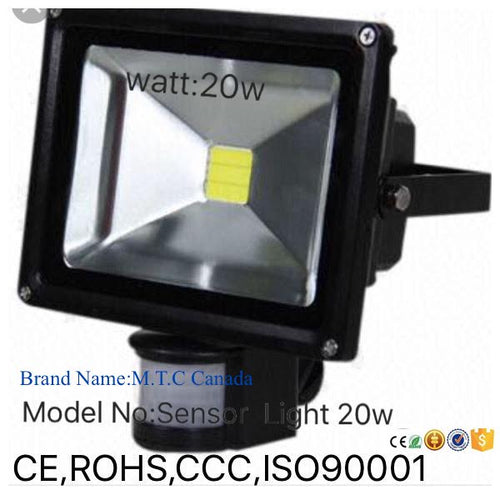 LED MOTION SENSOR Flood Light 20W=200W 6000K Cool White 1800lm IP65 Waterproof
