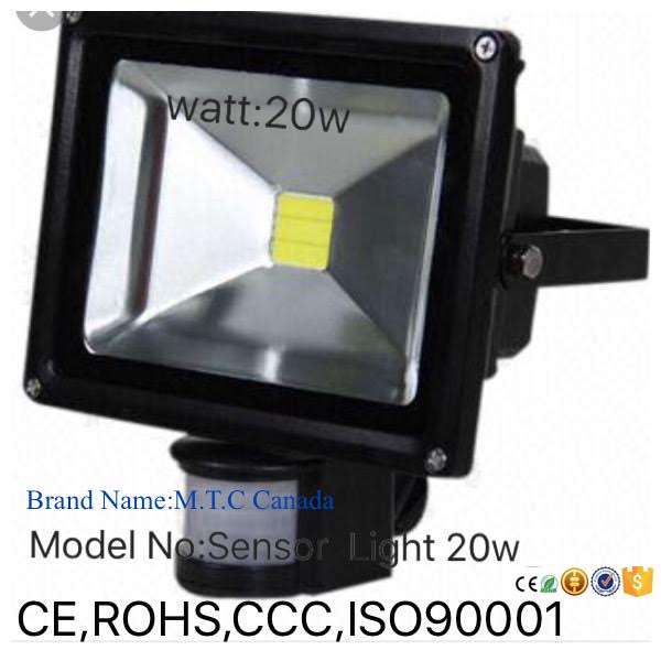 LED MOTION SENSOR Flood Light 20W=200W 6000K Cool White 1800lm IP65 Waterproof