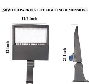 M0209:LED Street Light 150W 6000K, 21,000 lumen, AC 100-347VAC with Photocell 120° Beam Angle, IP65, Integrated Street Light for Straight/Round Pole with Slip On Filter Bracket CUL Certified