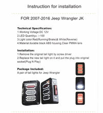 M0333: M.T.C Canada LED Tail Lights for Jeep Wrangler JK JKU 2007-2018, w/Turn Signal & Back Up Brake Light,Clear Lens Red Lamps Assembly