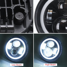 M0369:LED 7 inch Round Headlight with Hi/Low Beam With Halo 6000K And Amber On Turn Signal 45 Watt x2 Luminous:9000lm in Kit Colour Temperature: 6000K (Cool White), DOT,CE,ROHS